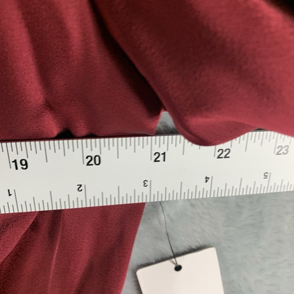 Calvin Klein Women's Blouse Top S Collar Long Sleeve‎ Faux Wrap Satin Red NWT - Picture 7 of 9